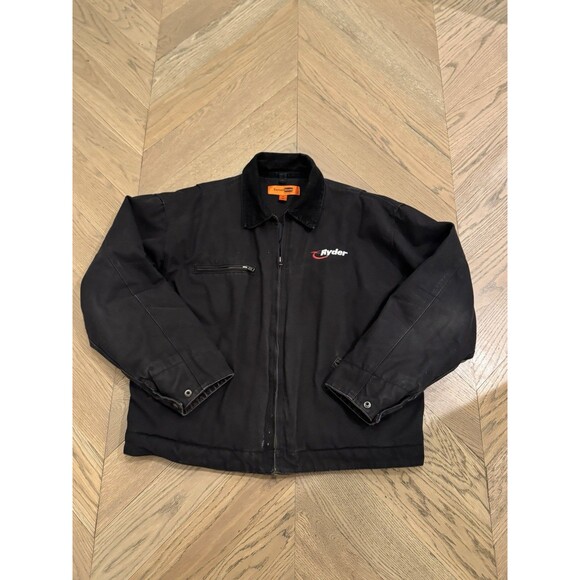 Vintage Ryder Trucking Detroit Jacket CornerStone XL Quilt Lined Workwear Canvas - Picture 1 of 9